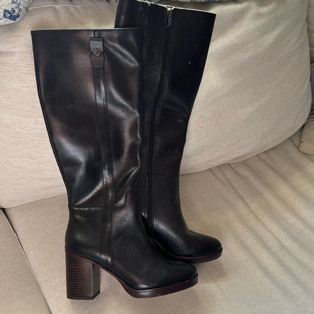 Franco Sarto tall leather boots black 9M Brand New never worn